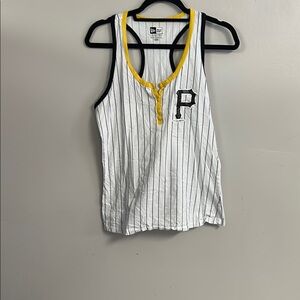 Pirate’s White and Black Striped Tank Top with Yellow Accents